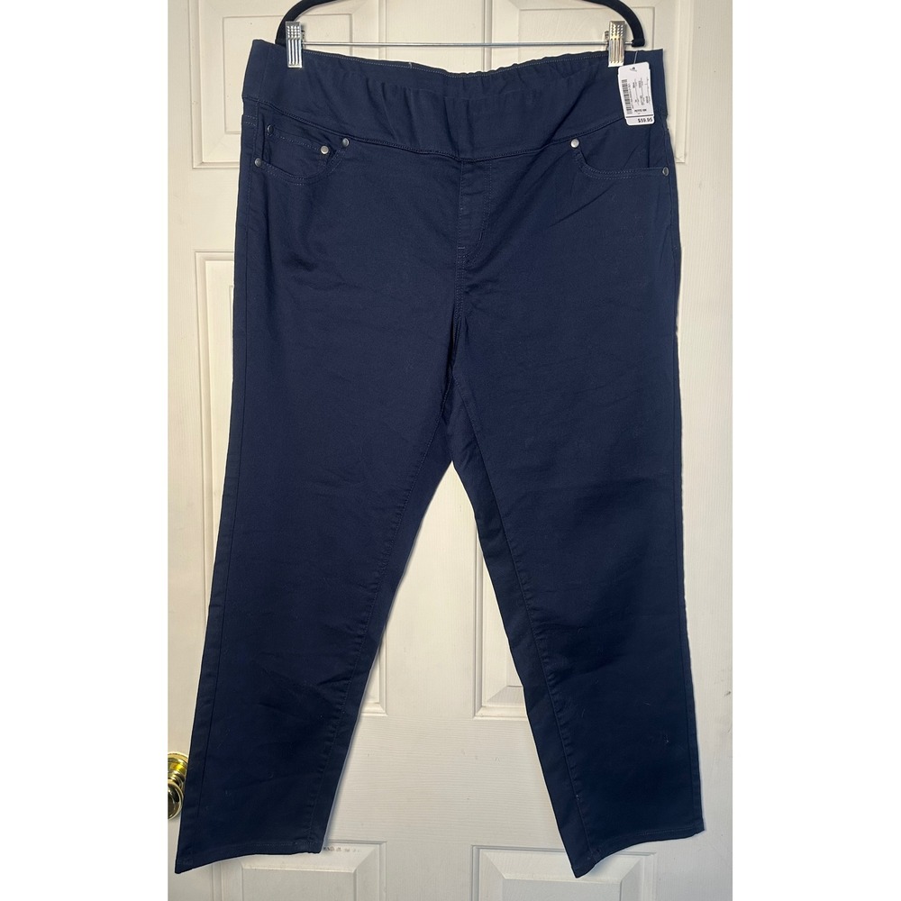 Christopher & Banks‎ Women's 18W Petite Pull on Chino Ankle Pants Navy Blue NWT